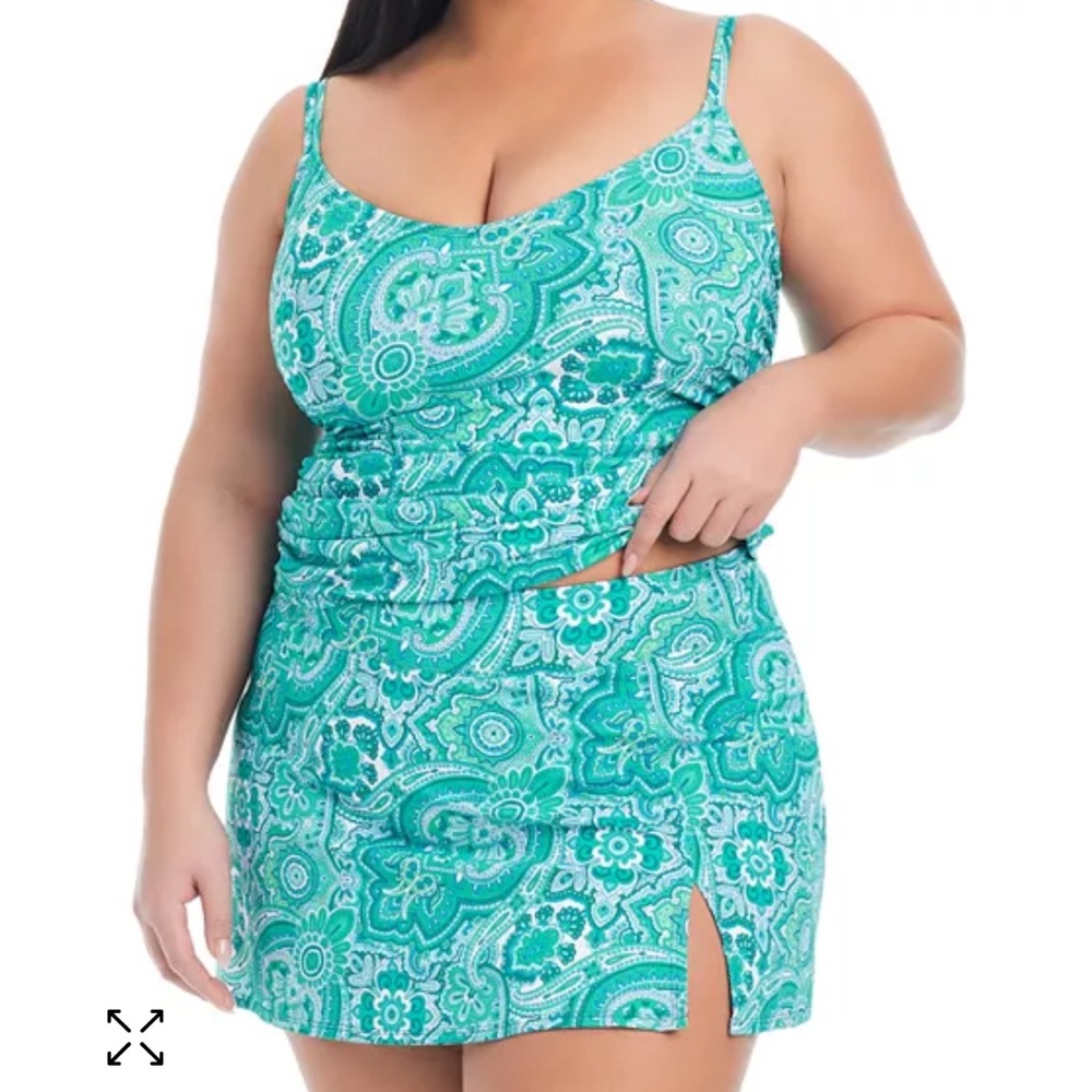 NWT Blue Rod Beattie 2 piece tanking skort swim set 18w